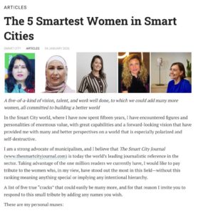 Berrin Benli, Smart City Journal’a göre, Akıllı Şehirler Alanında, Dünyanın en Akıllı (Smart) 5 Kadınından Biri Olarak Seçildiği!